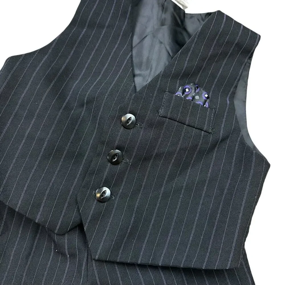 Pinstripe Suit Vest and Pants Set Black Purple 18 Mos Formal Wedding